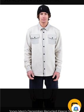 Recycled Fleece Overshirt Jacket - Cream